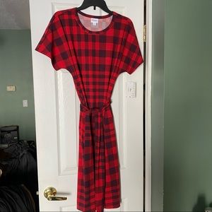 LuLaRoe Red Plain Marly Dress with Pockets